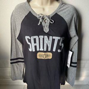 NFL New Orleans Saints Long Sleeve T-shirt - Grey/Black - Women’s Size S - NWT